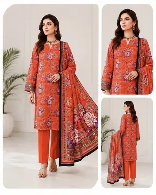 3 Pcs Women's Unstitched Digital Print Suit thumbnail 2