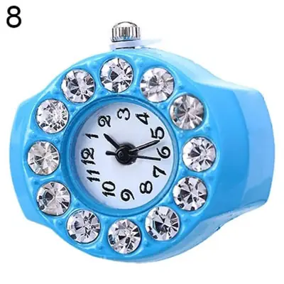 Rhinestone Finger Ring Watch for Women, Silicone, Mini Analog, Trendy Gift thumbnail 2