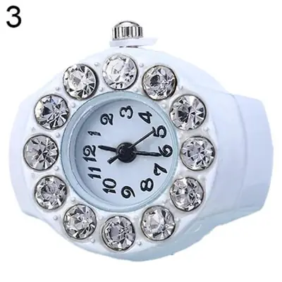 Rhinestone Finger Ring Watch for Women, Silicone, Mini Analog, Trendy Gift thumbnail 3