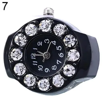 Rhinestone Finger Ring Watch for Women, Silicone, Mini Analog, Trendy Gift thumbnail 4