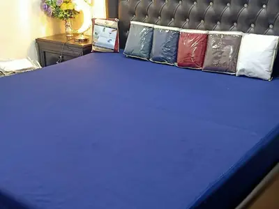 Terry Cotton Plain Double Bed Mattress Cover thumbnail 2