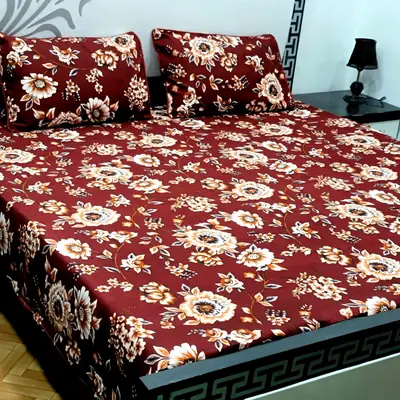 3 Pcs Crystal Cotton Printed Double Bedsheet thumbnail 2