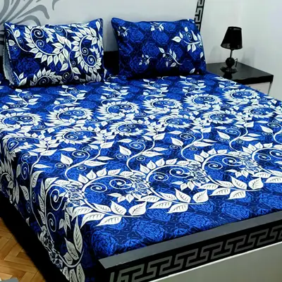 3 Pcs Crystal Cotton Printed Double Bedsheet thumbnail 2