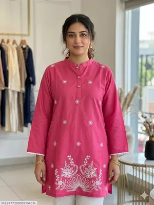 1 Pc Women's Stitched Lawn Striaght Cut Shirt