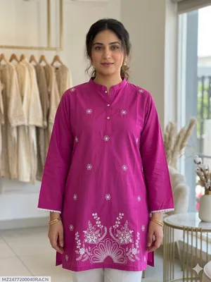 1 Pc Women's Stitched Lawn Striaght Cut Shirt