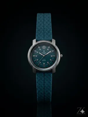 Men's Elegant Blue Crystal Quartz Watch with Silicone Strap thumbnail 4