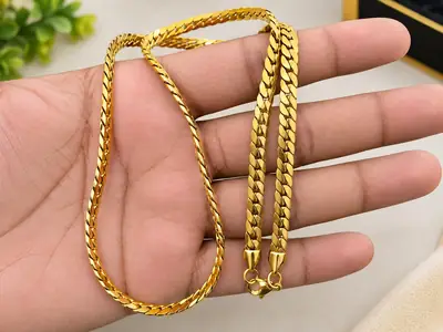 Funky Gold Plated Artificial Stones Chain