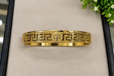 Golden Greek Pattern Kara Bracelet  for Men 
