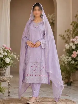 3 Pcs Women's Stitched Cotton Lawn Embroidered Suit