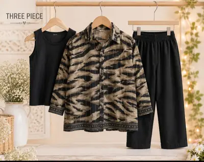 3 Pcs Girl's Lawn Printed Shirt And Trouser Suit thumbnail 2
