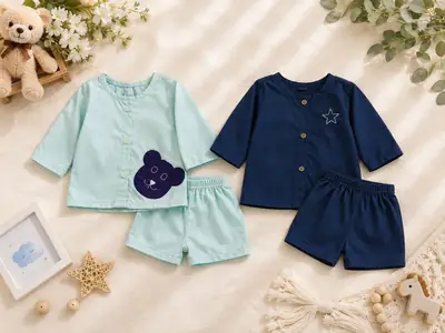 Baby Boy Lawn Plain Shirt & Shorts Set