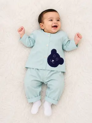 Baby Boy Lawn Plain Shirt & Shorts Set thumbnail 2