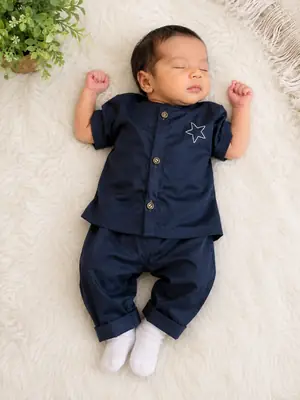 Baby Boy Lawn Plain Shirt & Shorts Set thumbnail 3
