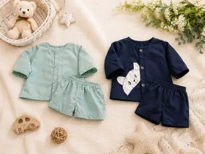 Baby Boy Lawn Plain Shirt & Shorts Set
