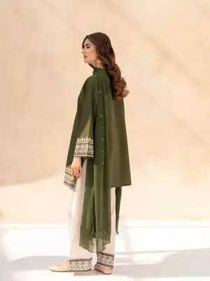 3 Pcs Women's Stitched Cotton Embroidered Suit thumbnail 2