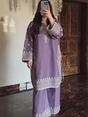 3 Pcs Women's Stitched Cotton Lawn Embroidered Suit thumbnail 4