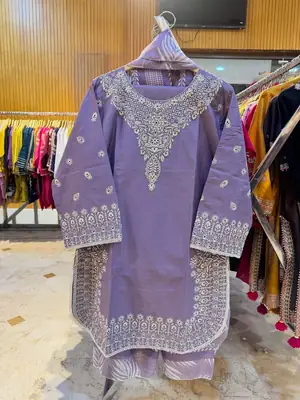 3 Pcs Women's Stitched Cotton Lawn Embroidered Suit thumbnail 5