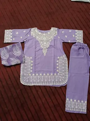 3 Pcs Women's Stitched Cotton Lawn Embroidered Suit thumbnail 6