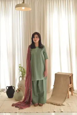 3 Pcs Women's Stitched Cotton Lawn Embroidered Suit thumbnail 5