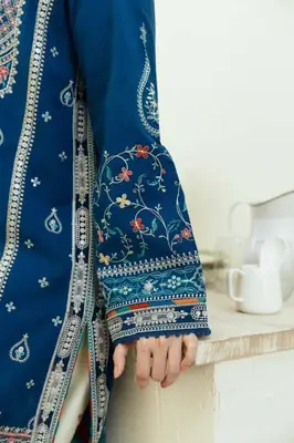 3 Pcs Women's Stitched Cotton Lawn Embroidered Suit thumbnail 4