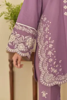 3 Pcs Women's Stitched Cotton Lawn Embroidered Suit thumbnail 3