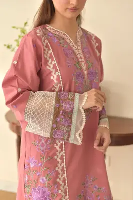 3 Pcs Women's Stitched Cotton Lawn Embroidered Suit thumbnail 5