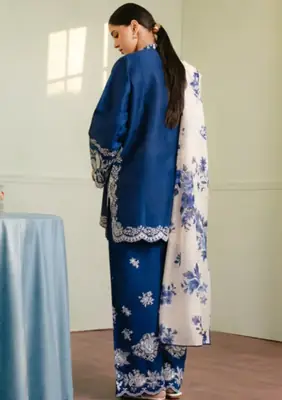 3 Pcs Trendy Women's Stitched Cotton Lawn Embroidered Suit thumbnail 2