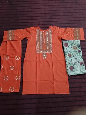 3 Pcs Women's Stitched Cotton Lawn Embroidered Suit thumbnail 8