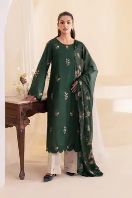 Parsa 3 Pcs Women's Stitched Cotton Embroidered Suit