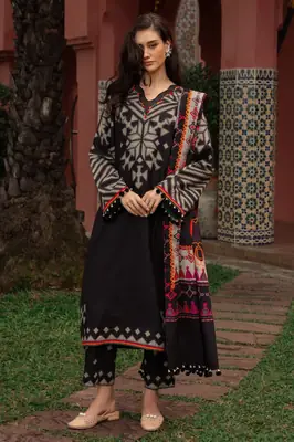 Melvin 3 Pcs Women's Stitched Silk Printed Suit