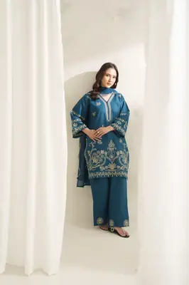 Neelum 3 Pcs Women's Stitched Linen Embroidered Suit