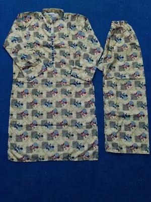 2 Pcs Women's Stitched Cotton Printed Shirt And Trouser thumbnail 2