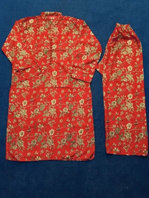 2 Pcs Women's Stitched Cotton Printed Shirt And Trouser thumbnail 2
