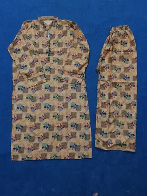 2 Pcs Women's Stitched Cotton Printed Shirt And Trouser thumbnail 2