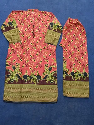 2 Pcs Women's Stitched Cotton Printed Shirt And Trouser thumbnail 2