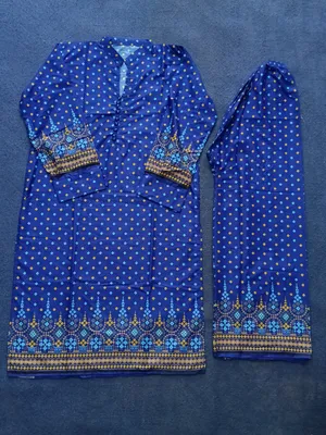 2 Pcs Women's Stitched Cotton Printed Shirt And Trouser thumbnail 2