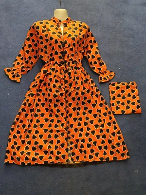 2 Pcs Women's Stitched poly Cotton Printed Frock And Trouser thumbnail 2