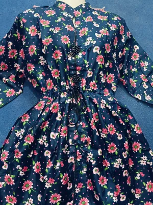 2 Pcs Women's Stitched poly Cotton Printed Frock And Trouser thumbnail 3