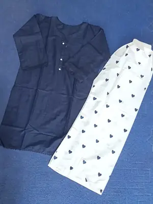 Trending 2 Pcs Women's Stitched Cotton heart style Shirt And printedTrouser thumbnail 3