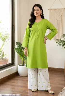 Trending 2 Pcs Women's Stitched Cotton heart style Shirt And printedTrouser