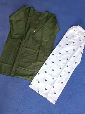 Trending 2 Pcs Women's Stitched Cotton heart style Shirt And printedTrouser thumbnail 3