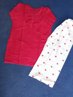 Trending 2 Pcs Women's Stitched Cotton heart style Shirt And printedTrouser thumbnail 3