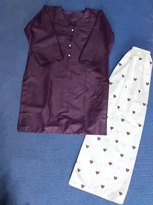 Trending 2 Pcs Women's Stitched Cotton heart style Shirt And printedTrouser thumbnail 4