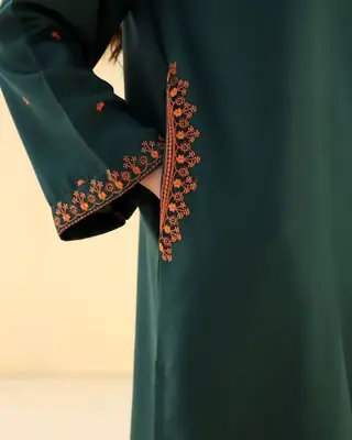2 Pcs Women's Stitched Cotton Lawn green pocket style Embroidered Shirt And Trouser thumbnail 4