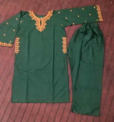 2 Pcs Women's Stitched Cotton Lawn green pocket style Embroidered Shirt And Trouser thumbnail 6