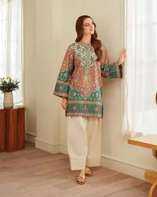 Rangoon 2 Pcs Women's Stitched Grip Silk Printed Shirt And Trouser