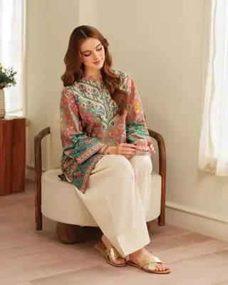 Rangoon 2 Pcs Women's Stitched Grip Silk Printed Shirt And Trouser thumbnail 7