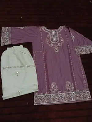 Moon Light 2 Pcs Women's Stitched Linen Embroidered Shirt And Trouser thumbnail 6