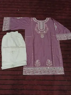 Moon Light 2 Pcs Women's Stitched Linen Embroidered Shirt And Trouser thumbnail 7