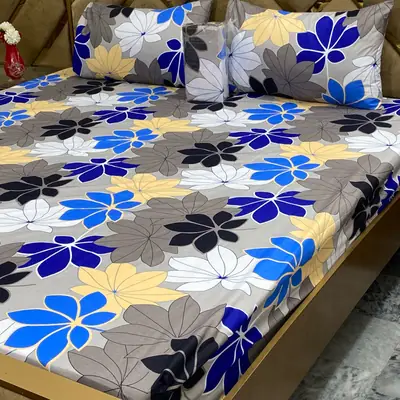 3 Pcs Cotton Printed Fitted Sheet